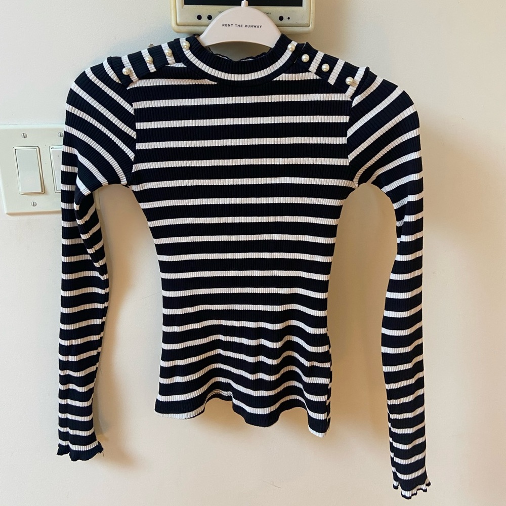 Zara black and white ribbed mock neck sweater